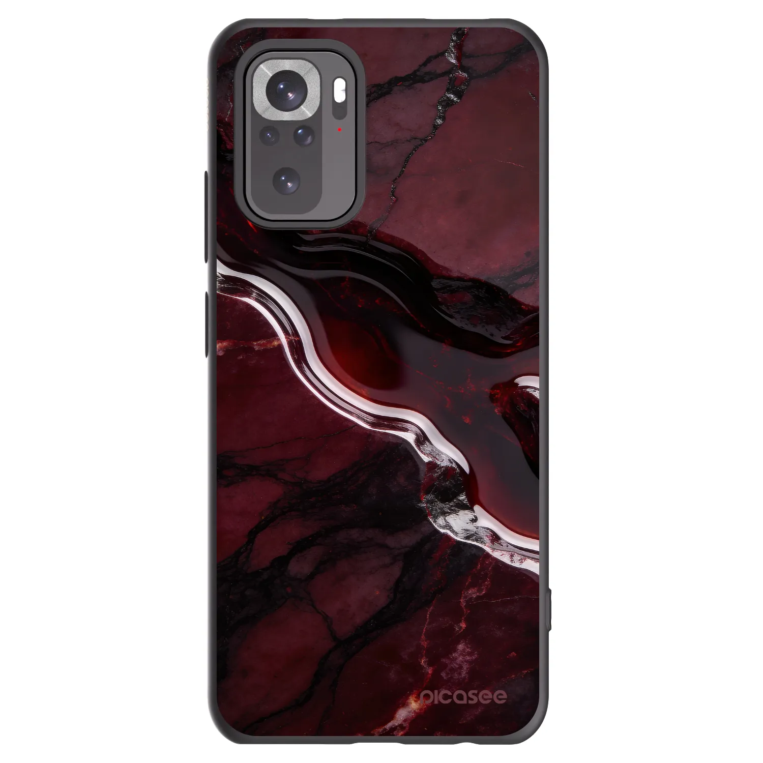 Picasee Μαύρη θήκη σιλικόνης για Xiaomi Redmi Note 10 - Cherry stone