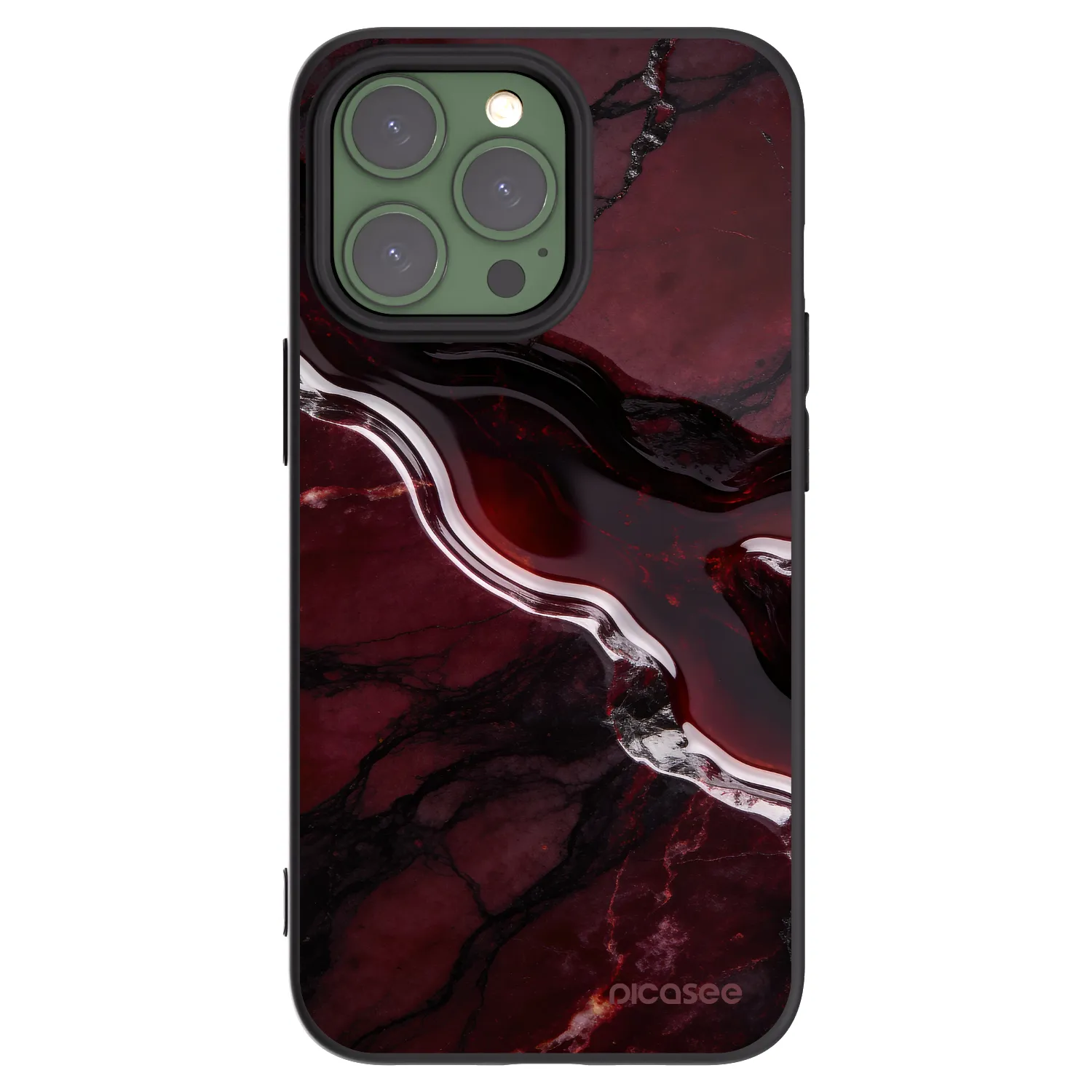 Picasee Μαύρη θήκη σιλικόνης για Apple iPhone 13 Pro - Cherry stone