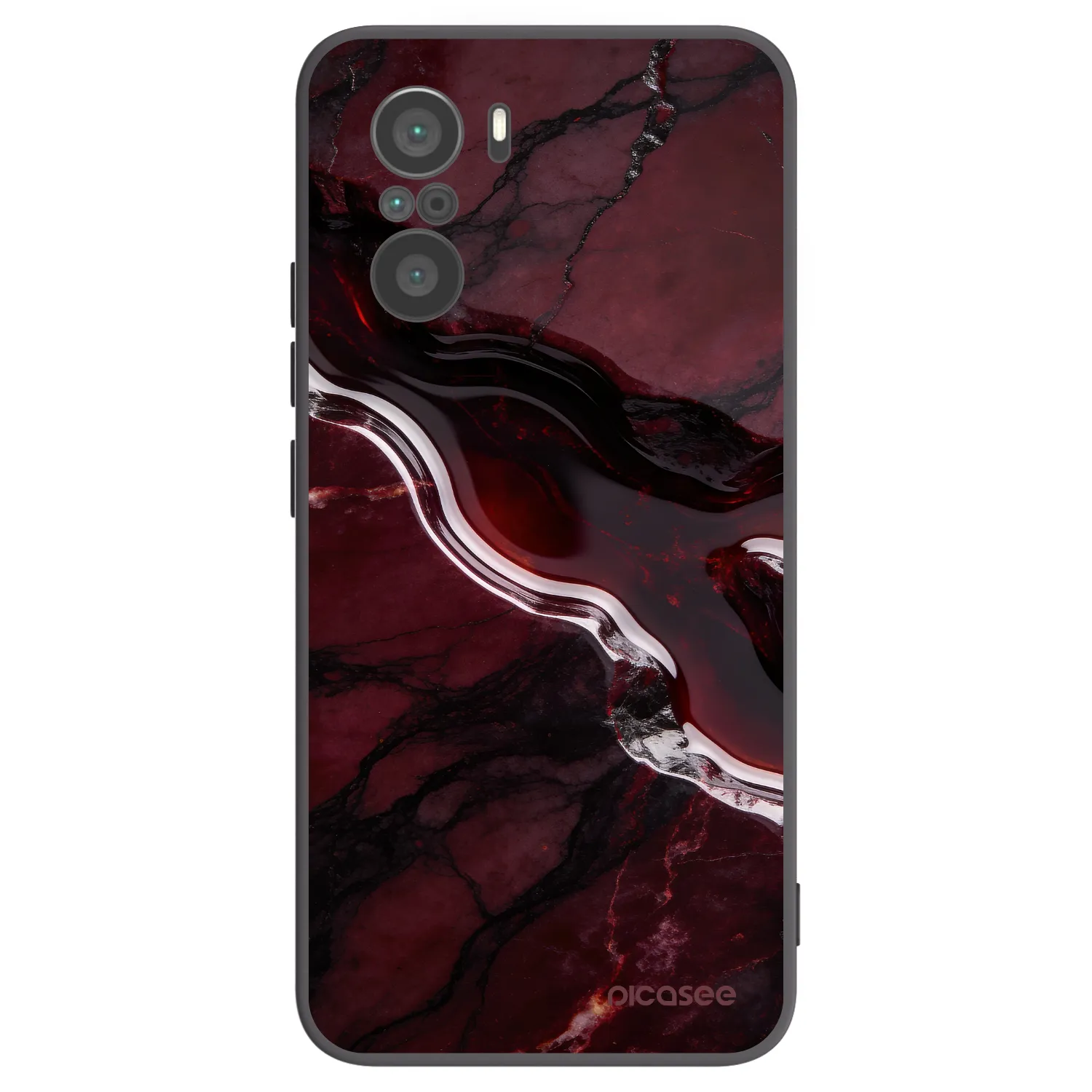Picasee Μαύρη θήκη σιλικόνης για Xiaomi Poco F3 - Cherry stone