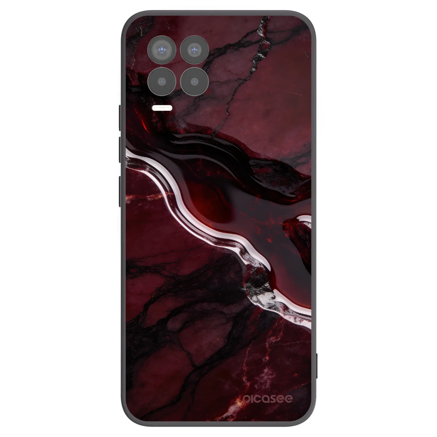 Picasee Μαύρη θήκη σιλικόνης για Realme 8 4G - Cherry stone