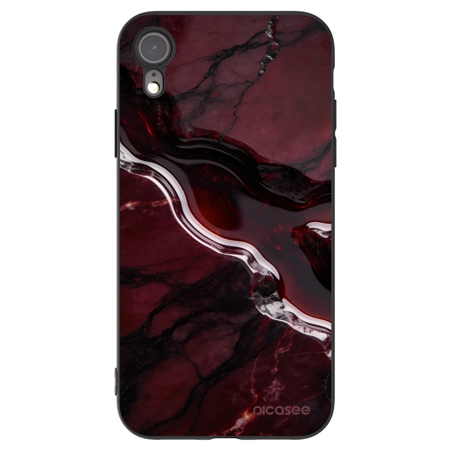 Picasee Μαύρη θήκη σιλικόνης για Apple iPhone XR - Cherry stone