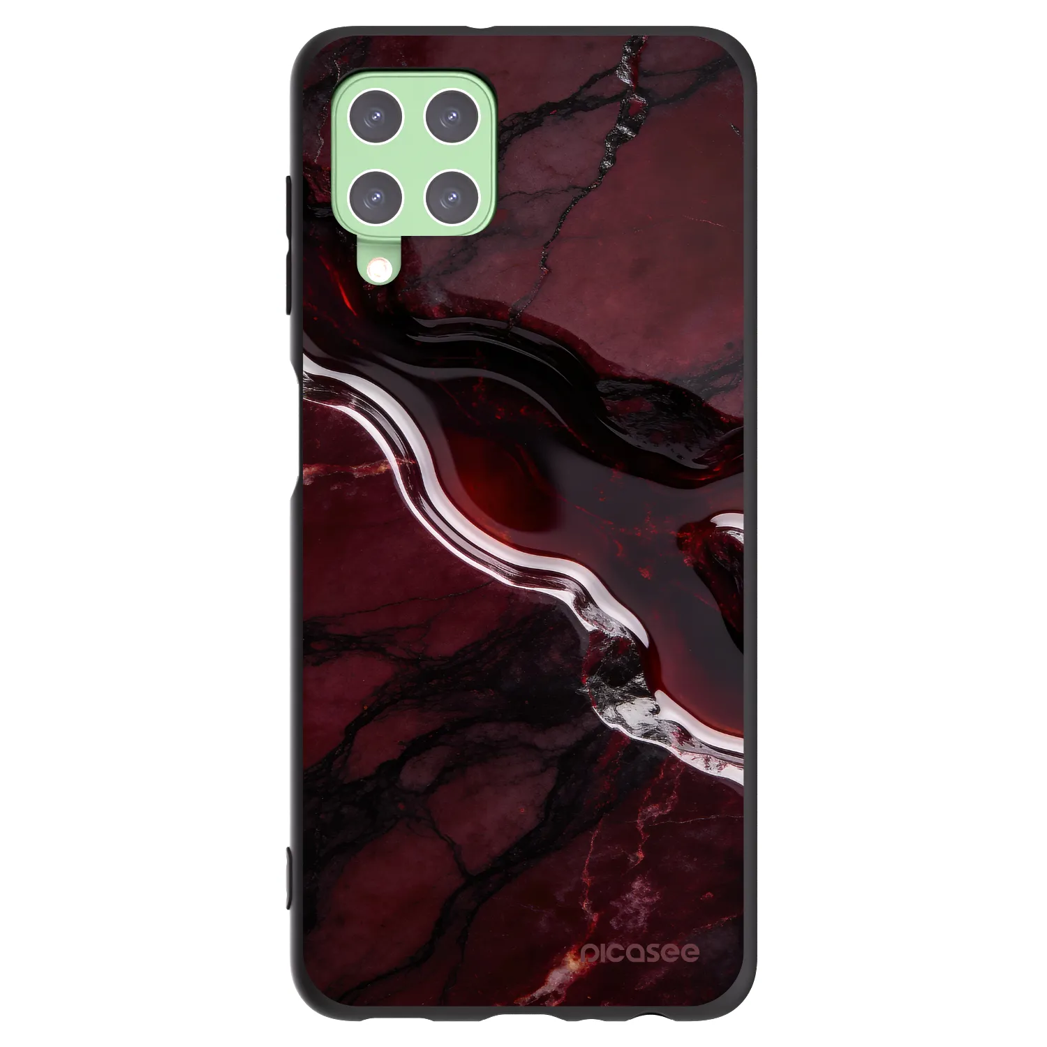 Picasee Μαύρη θήκη σιλικόνης για Samsung Galaxy A22 A225F 4G - Cherry stone