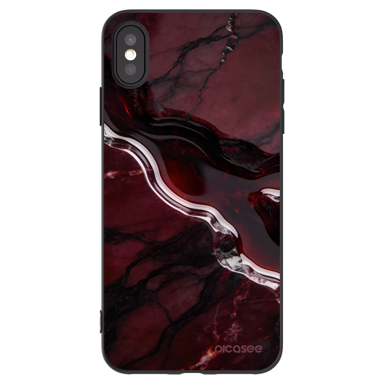 Picasee Μαύρη θήκη σιλικόνης για Apple iPhone XS Max - Cherry stone