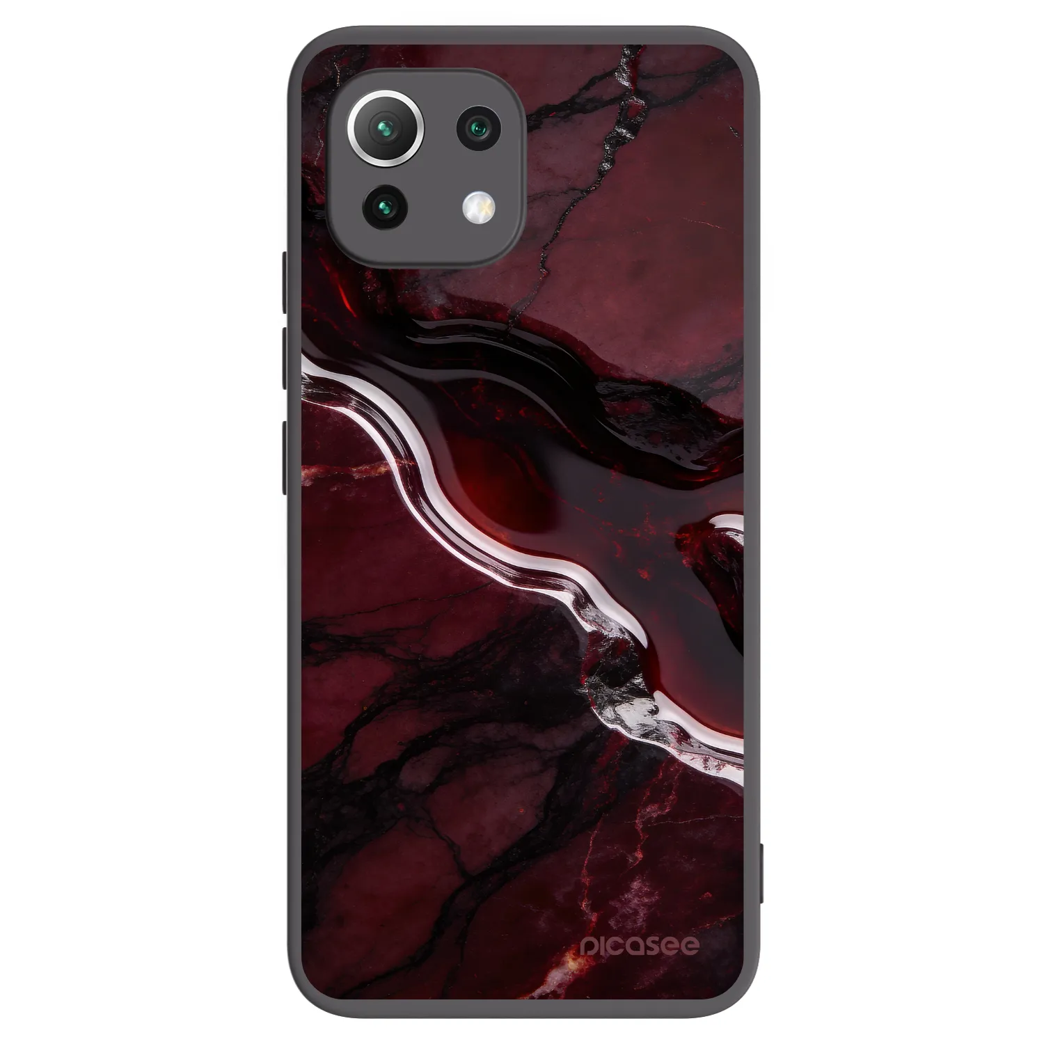 Picasee Μαύρη θήκη σιλικόνης για Xiaomi 11 Lite 5G NE - Cherry stone