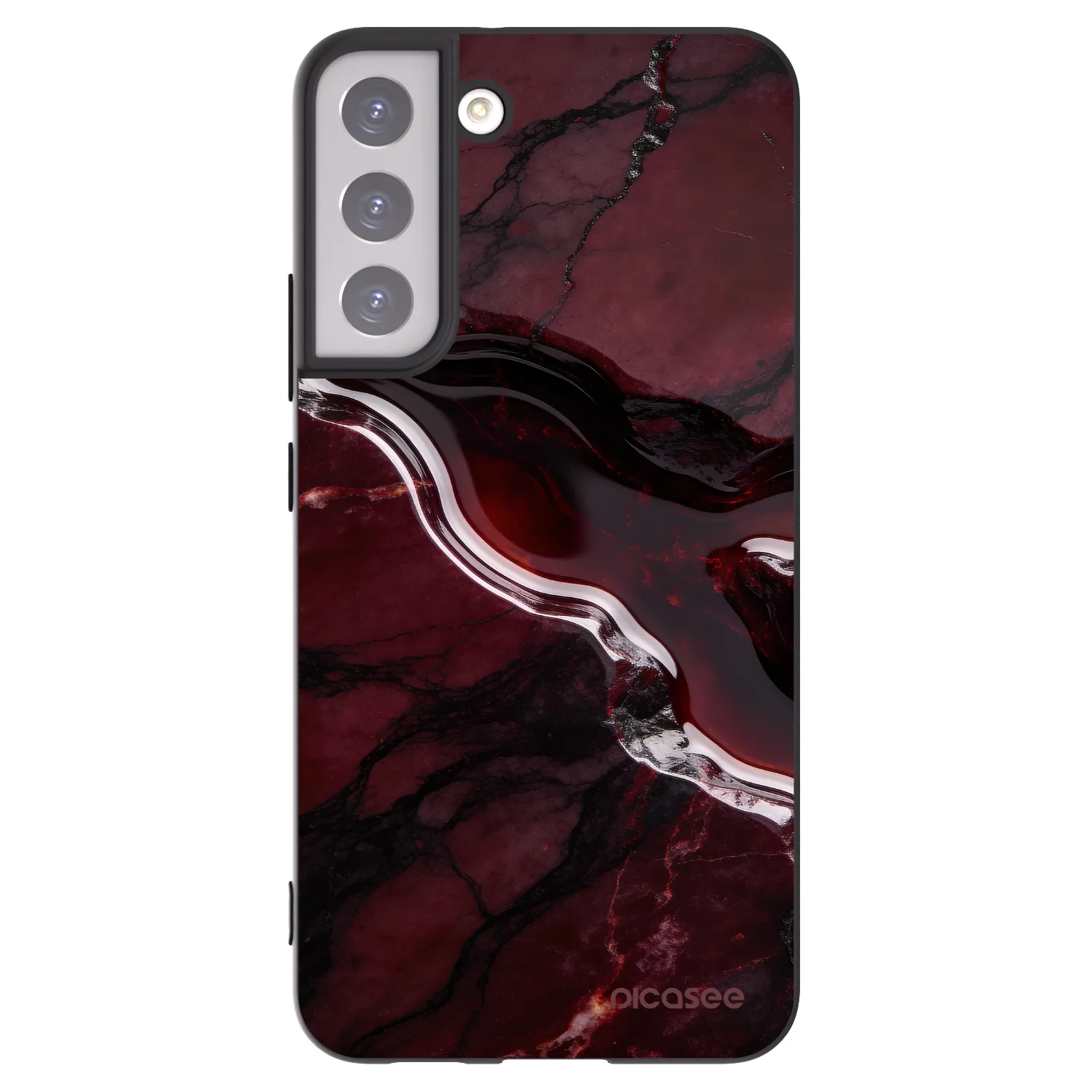 Picasee Μαύρη θήκη σιλικόνης για Samsung Galaxy S22+ 5G - Cherry stone
