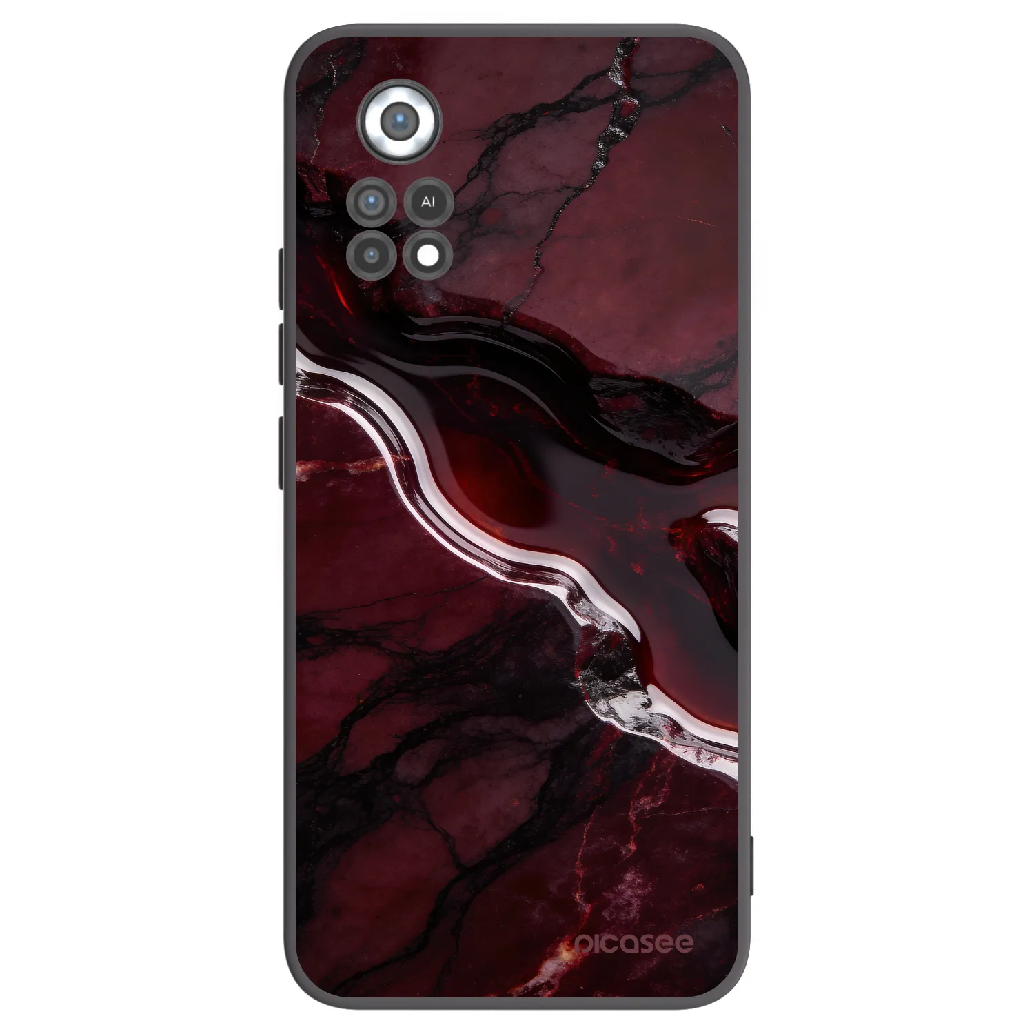 Picasee Μαύρη θήκη σιλικόνης για Xiaomi Poco X4 Pro 5G - Cherry stone