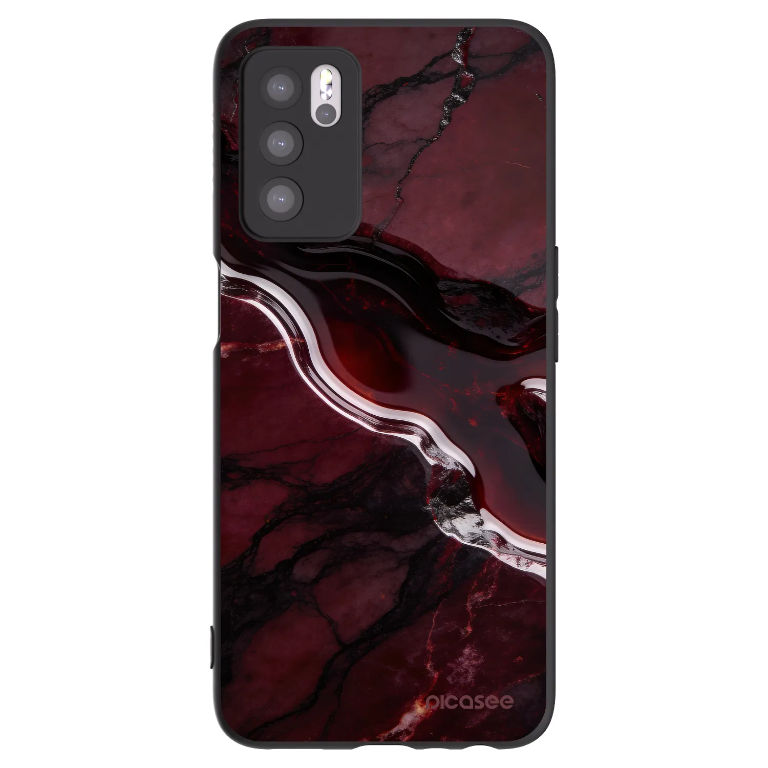 Picasee Μαύρη θήκη σιλικόνης για OPPO A16 - Cherry stone
