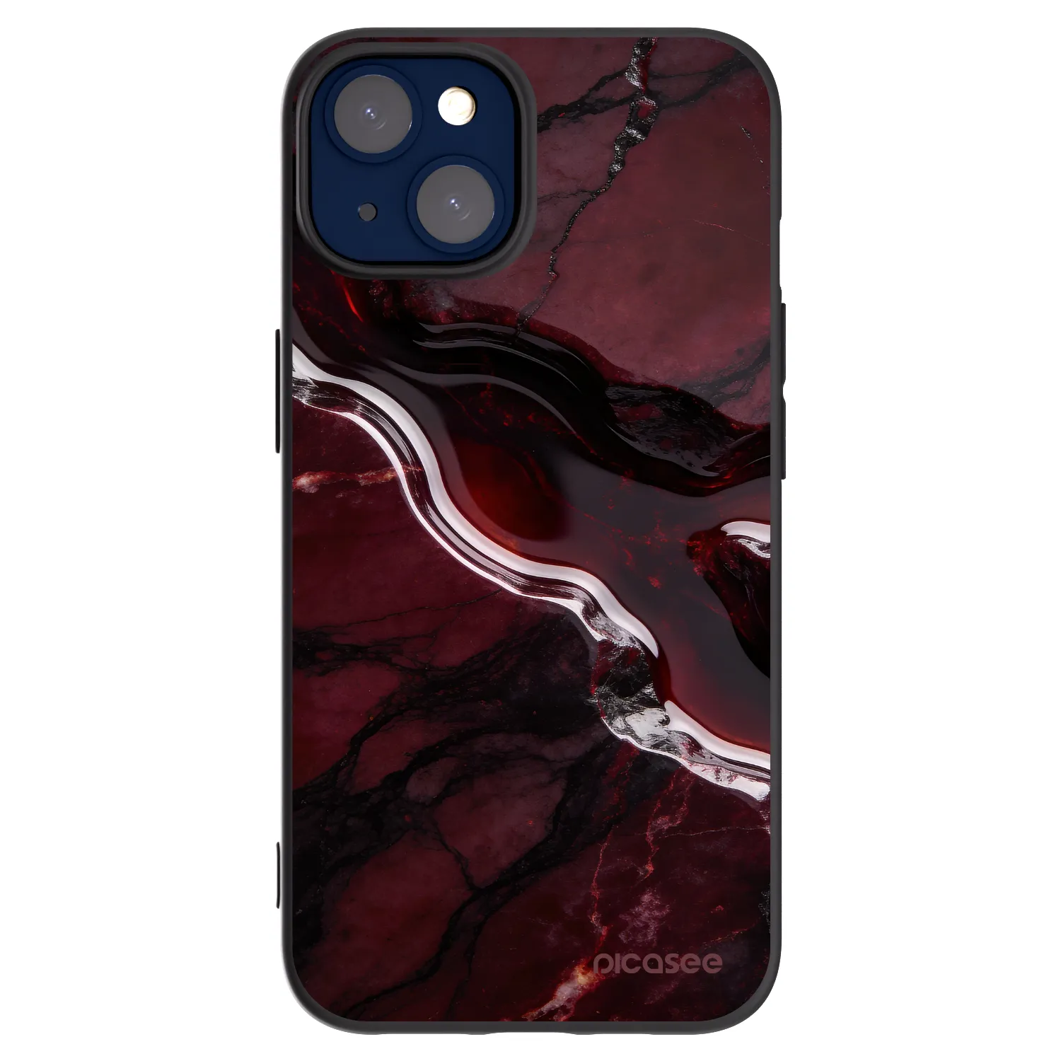 Picasee Μαύρη θήκη σιλικόνης για Apple iPhone 14 - Cherry stone