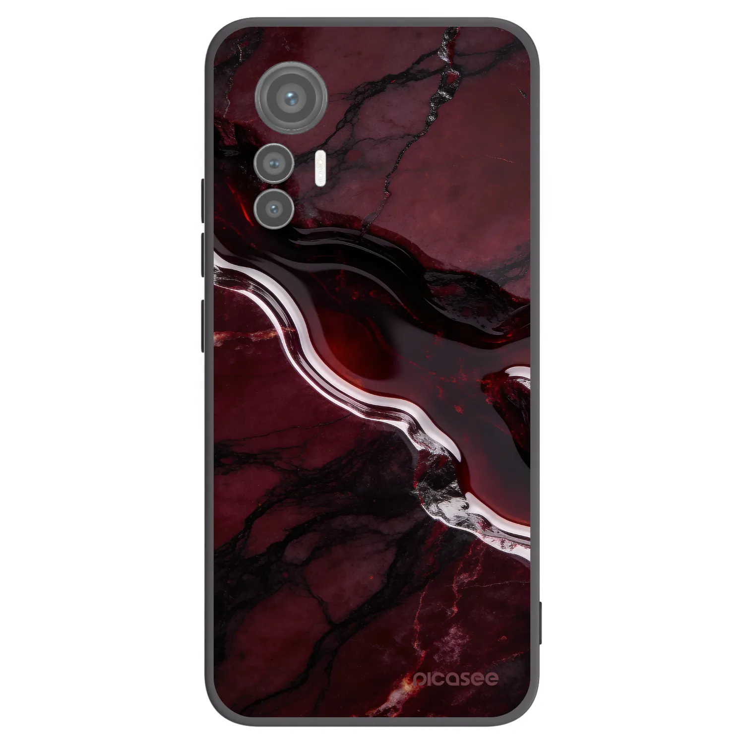 Picasee Μαύρη θήκη σιλικόνης για Xiaomi 12 Lite - Cherry stone