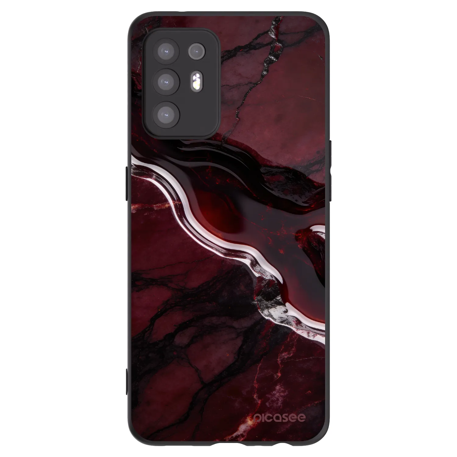 Picasee Μαύρη θήκη σιλικόνης για OPPO A94 5G - Cherry stone
