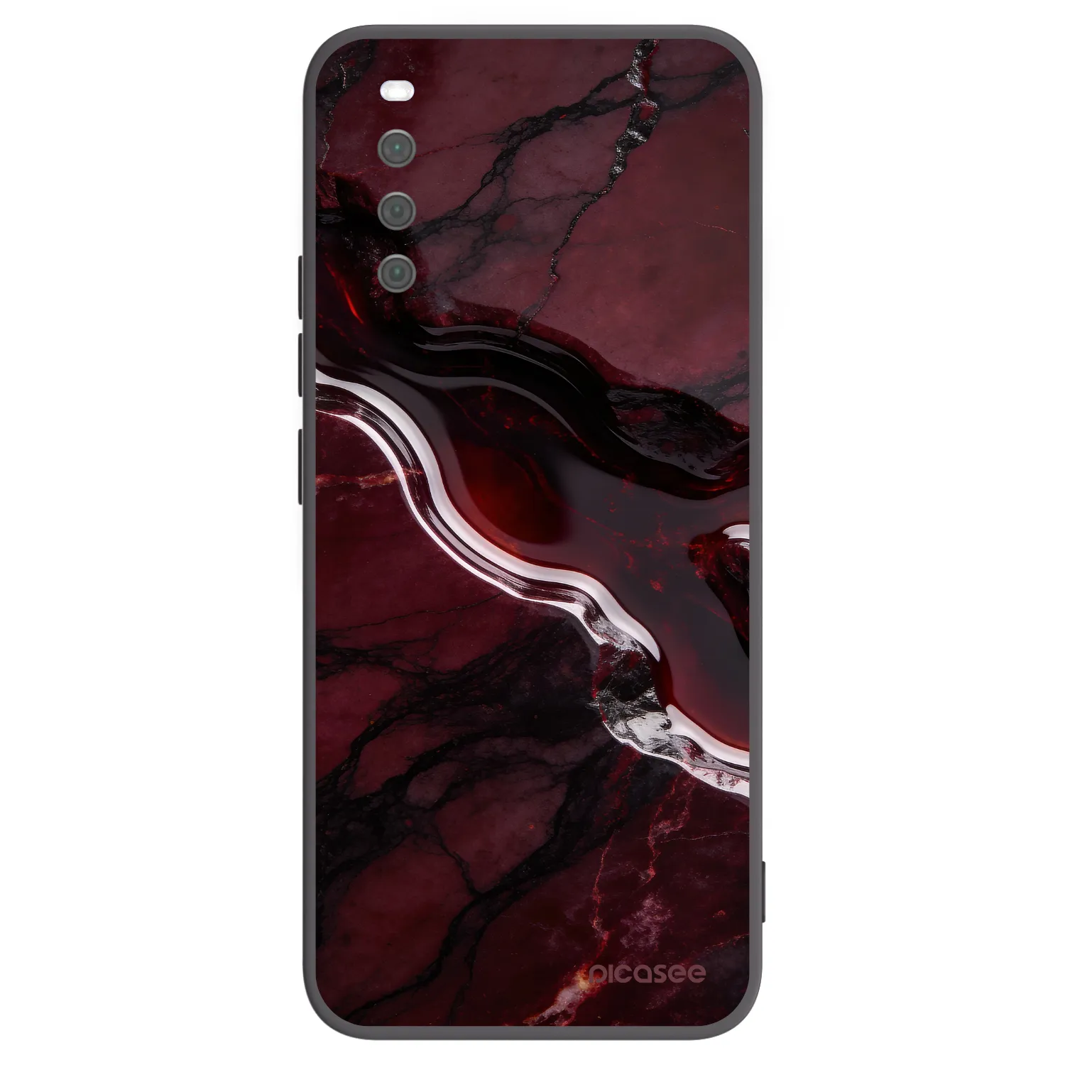 Picasee Μαύρη θήκη σιλικόνης για Sony Xperia 10 III - Cherry stone