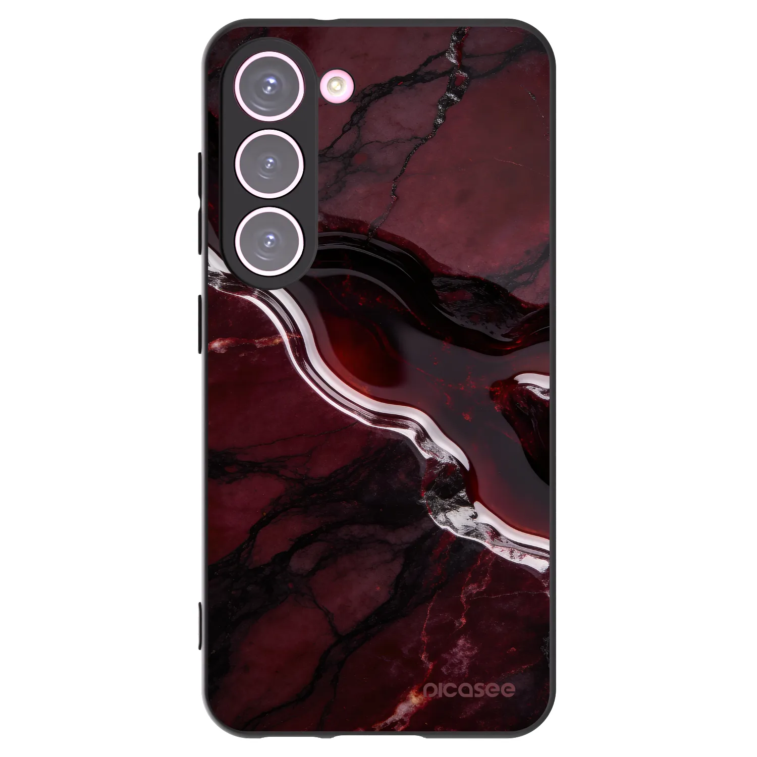 Picasee Μαύρη θήκη σιλικόνης για Samsung Galaxy S23 5G - Cherry stone