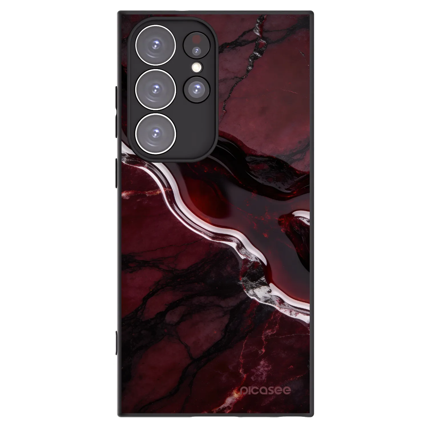 Picasee Μαύρη θήκη σιλικόνης για Samsung Galaxy S23 Ultra 5G - Cherry stone