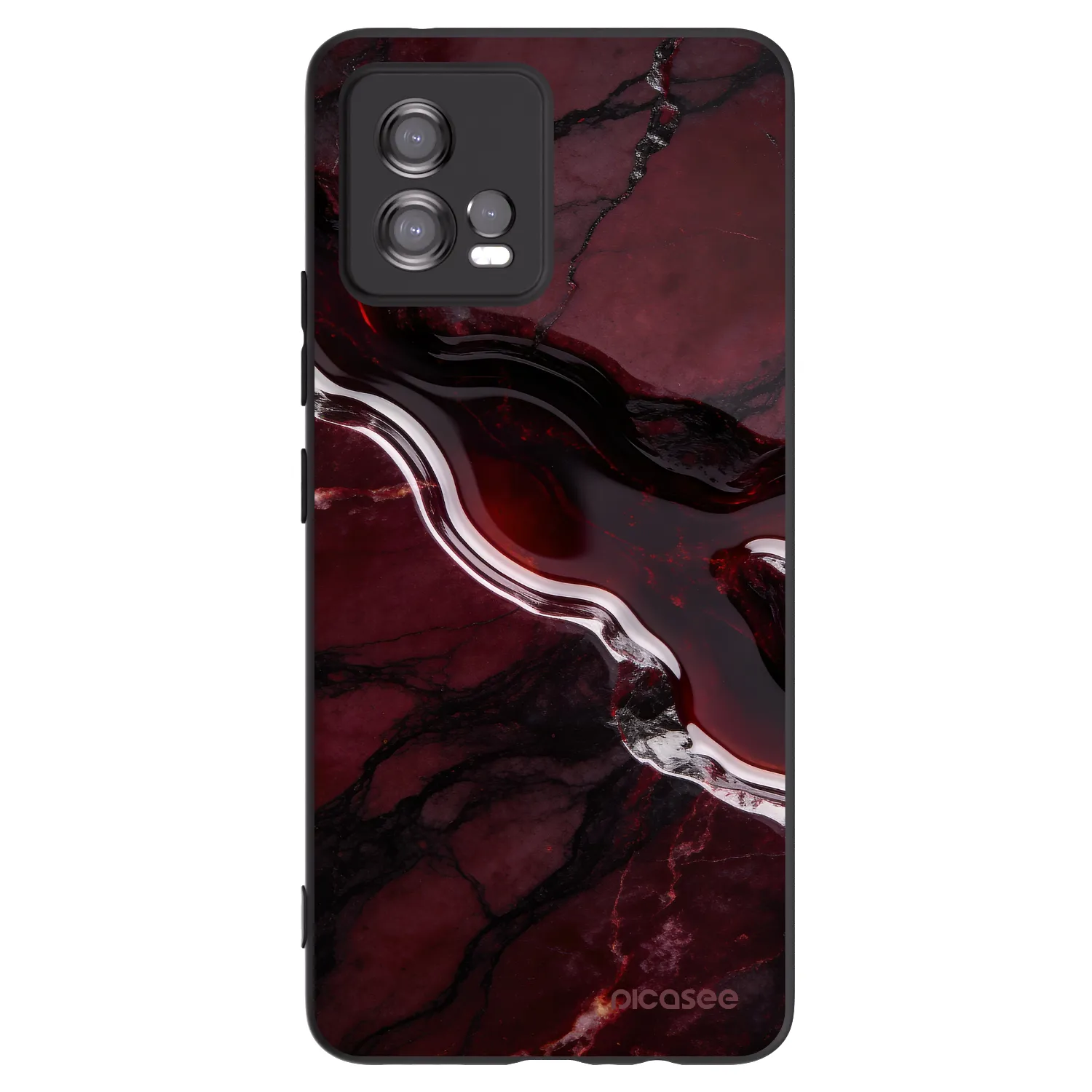 Picasee Μαύρη θήκη σιλικόνης για Motorola Moto G72 - Cherry stone