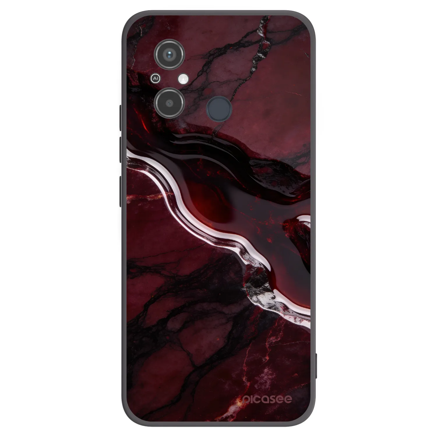 Picasee Μαύρη θήκη σιλικόνης για Xiaomi Redmi 12C - Cherry stone