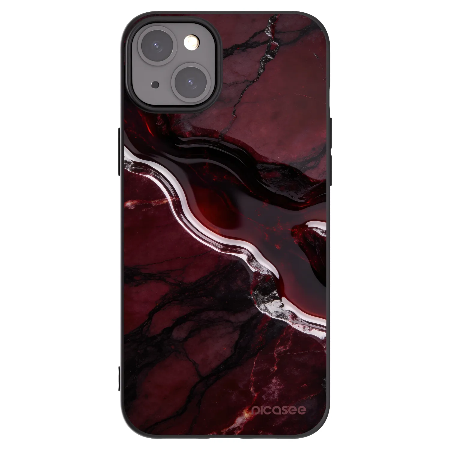 Picasee Μαύρη θήκη σιλικόνης για Apple iPhone 15 Plus - Cherry stone