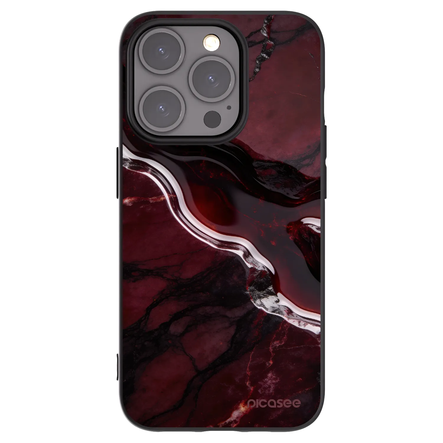 Picasee Μαύρη θήκη σιλικόνης για Apple iPhone 15 Pro - Cherry stone