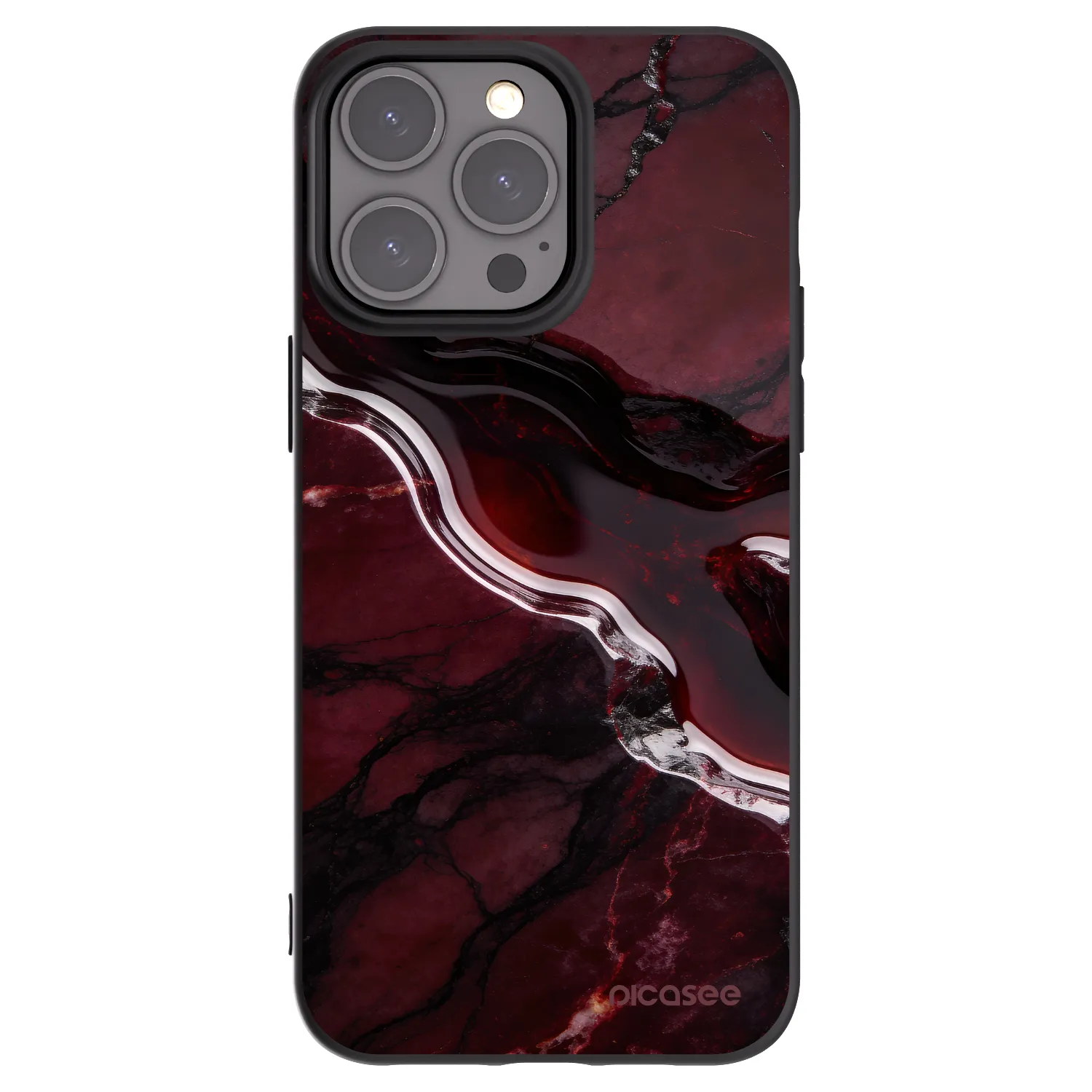 Picasee Μαύρη θήκη σιλικόνης για Apple iPhone 15 Pro Max - Cherry stone