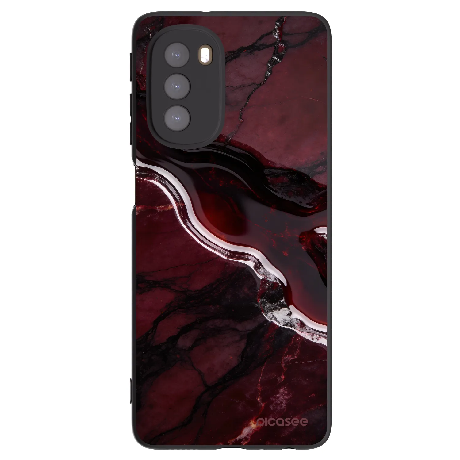 Picasee Μαύρη θήκη σιλικόνης για Motorola Moto G51 - Cherry stone