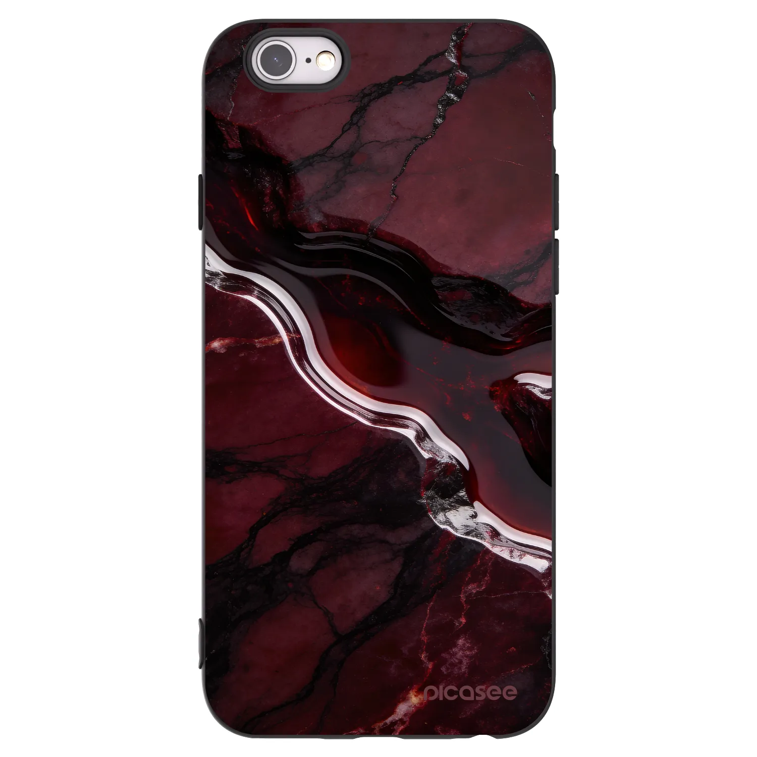 Picasee Μαύρη θήκη σιλικόνης για Apple iPhone 6/6S - Cherry stone