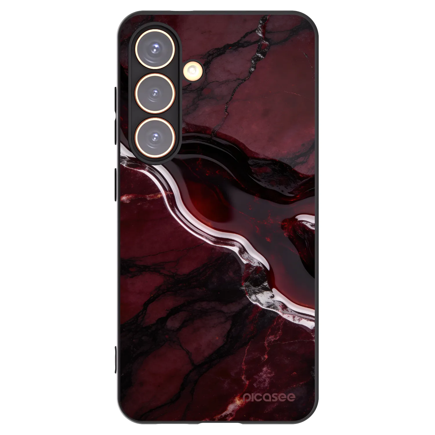 Picasee Μαύρη θήκη σιλικόνης για Samsung Galaxy S24 S921B 5G - Cherry stone