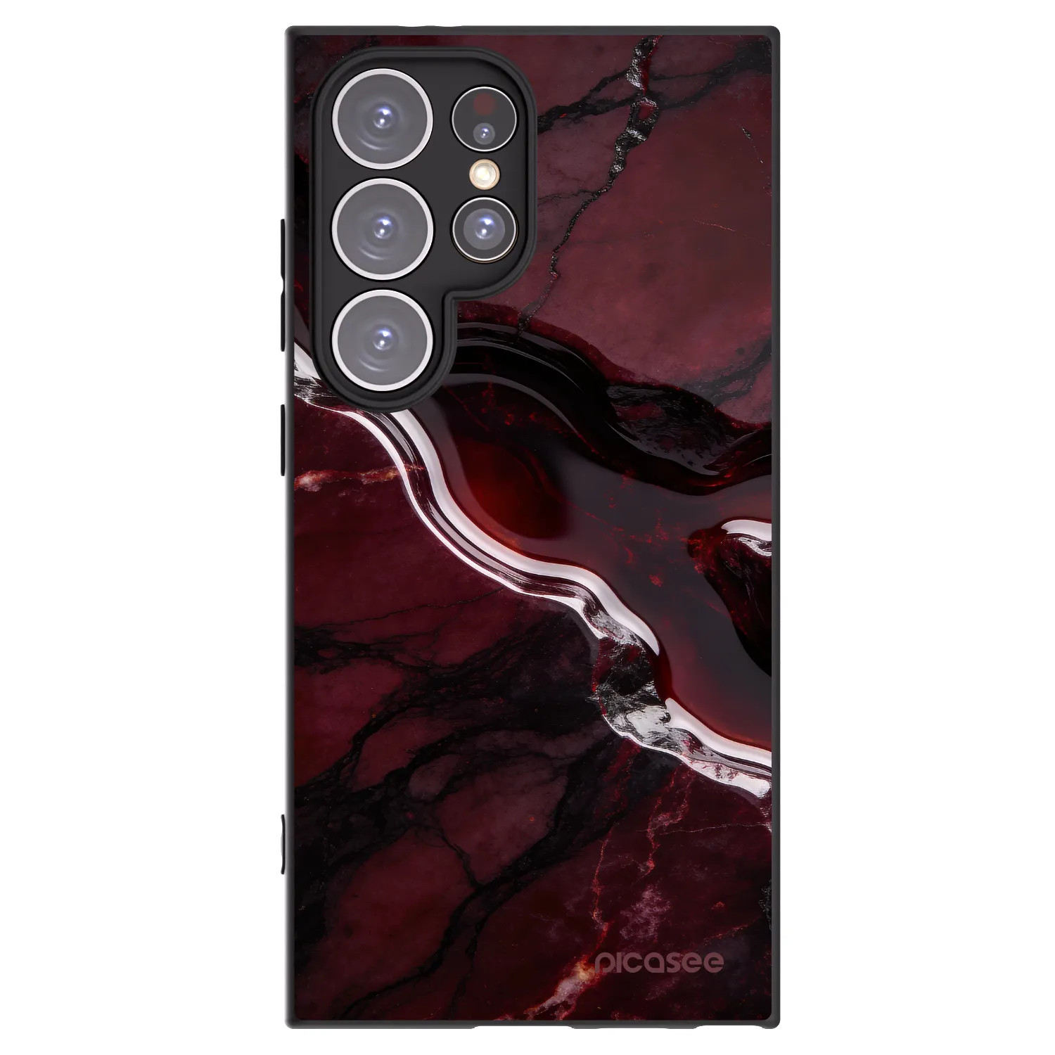 Picasee Μαύρη θήκη σιλικόνης για Samsung Galaxy S24 Ultra S928B 5G - Cherry stone