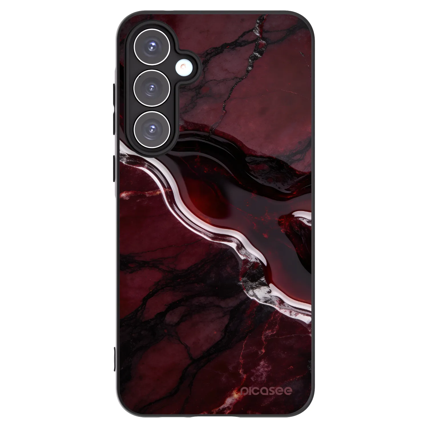 Picasee Μαύρη θήκη σιλικόνης για Samsung Galaxy A55 5G A556B - Cherry stone