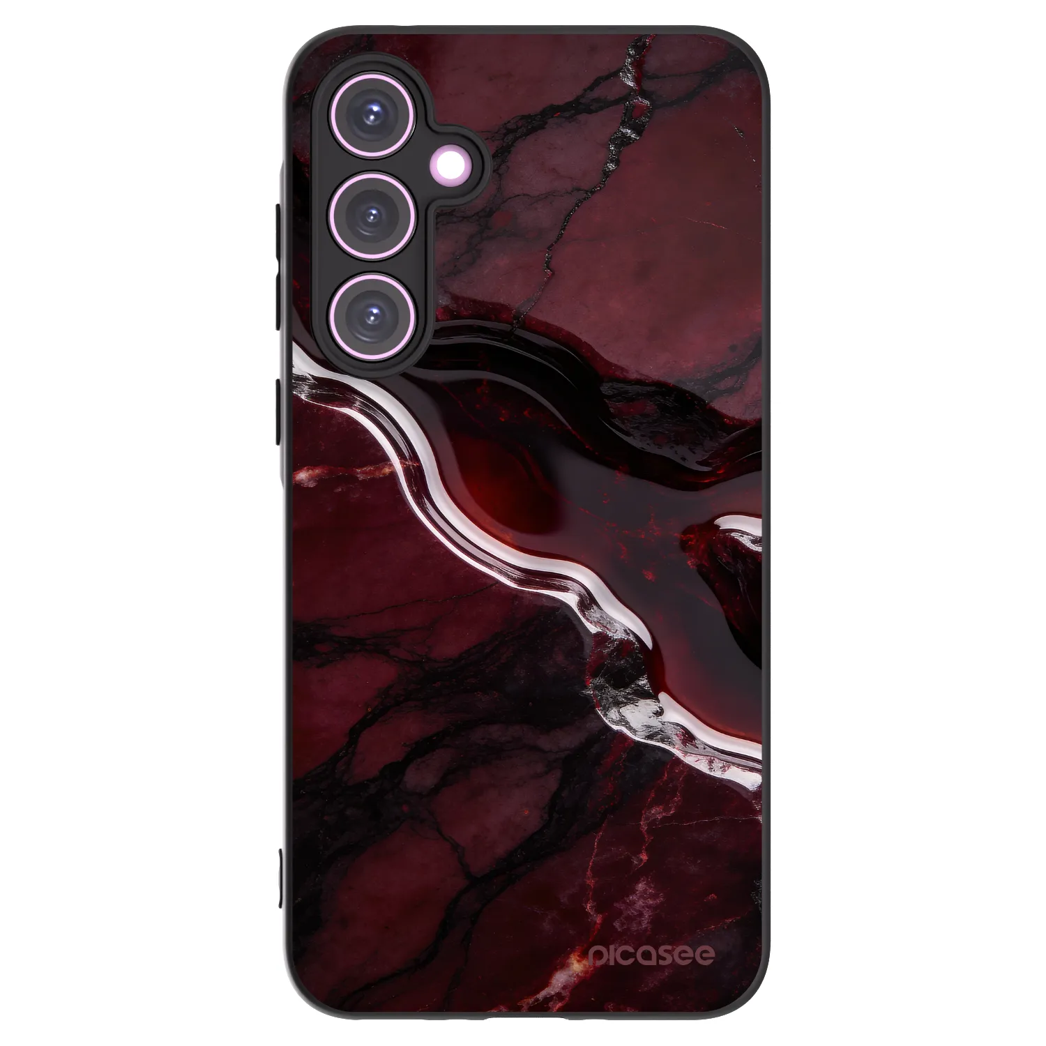Picasee Μαύρη θήκη σιλικόνης για Samsung Galaxy A35 5G A356B - Cherry stone