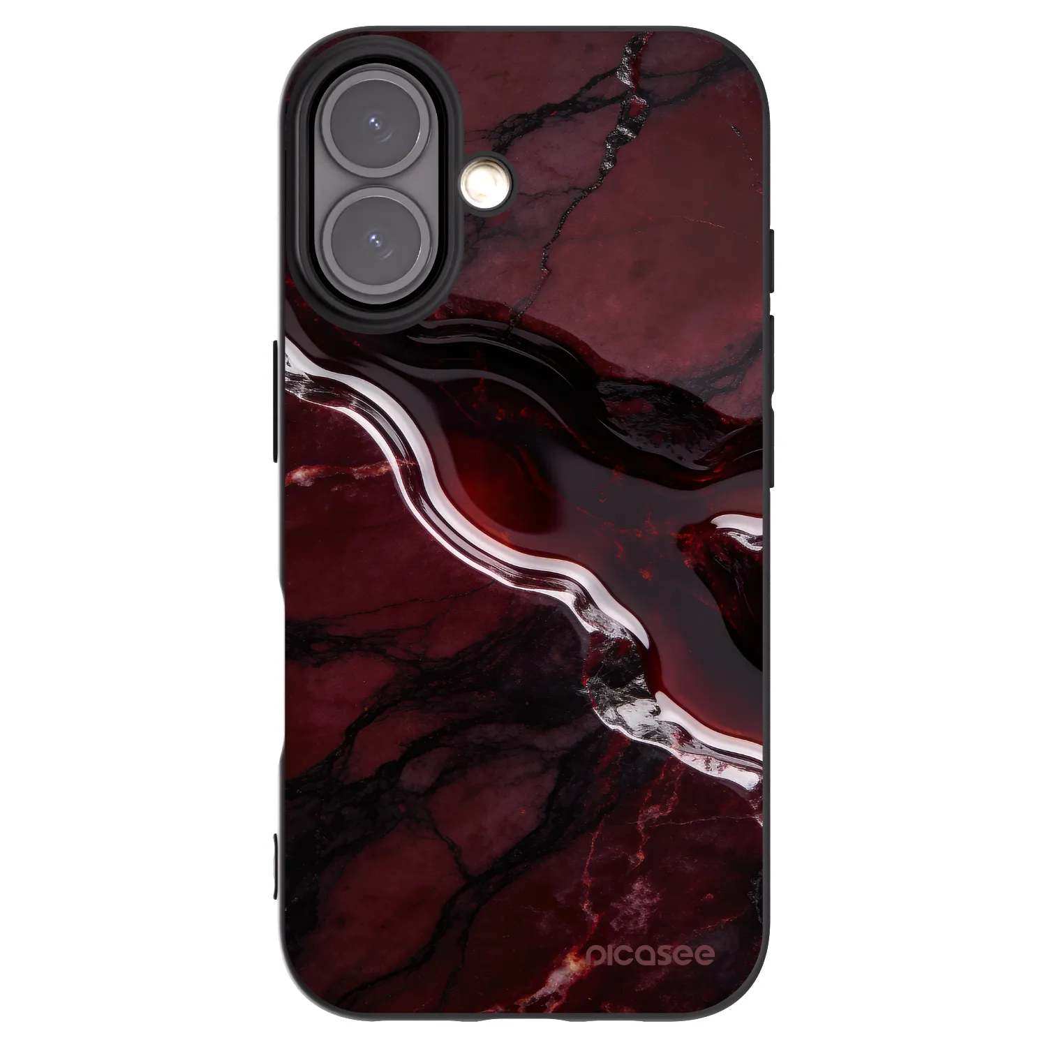 Picasee Μαύρη θήκη σιλικόνης για Apple iPhone 16 - Cherry stone