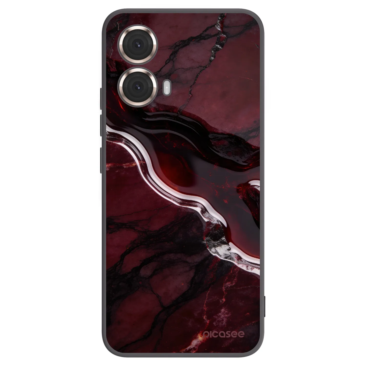 Picasee Μαύρη θήκη σιλικόνης για Motorola Moto G85 - Cherry stone