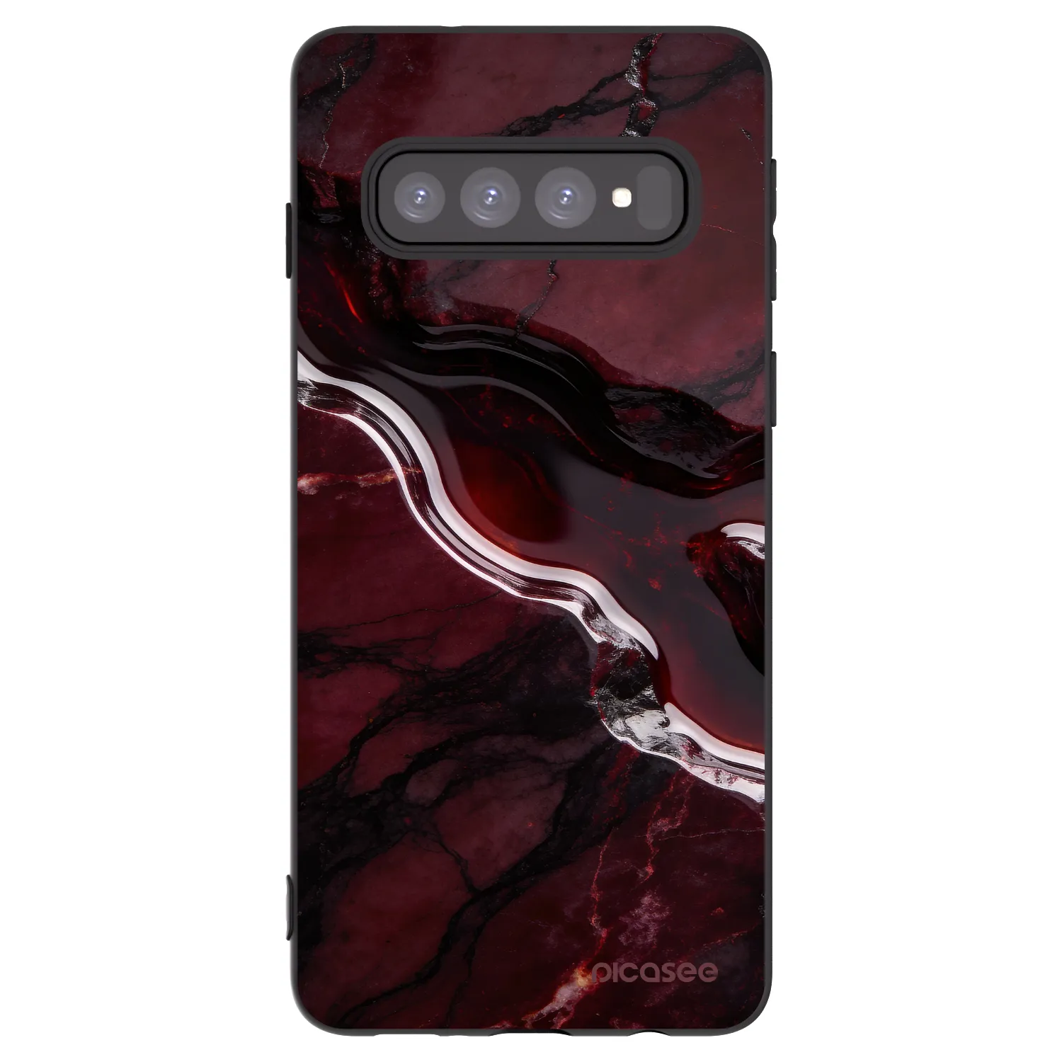 Picasee Μαύρη θήκη σιλικόνης για Samsung Galaxy S10 G973 - Cherry stone