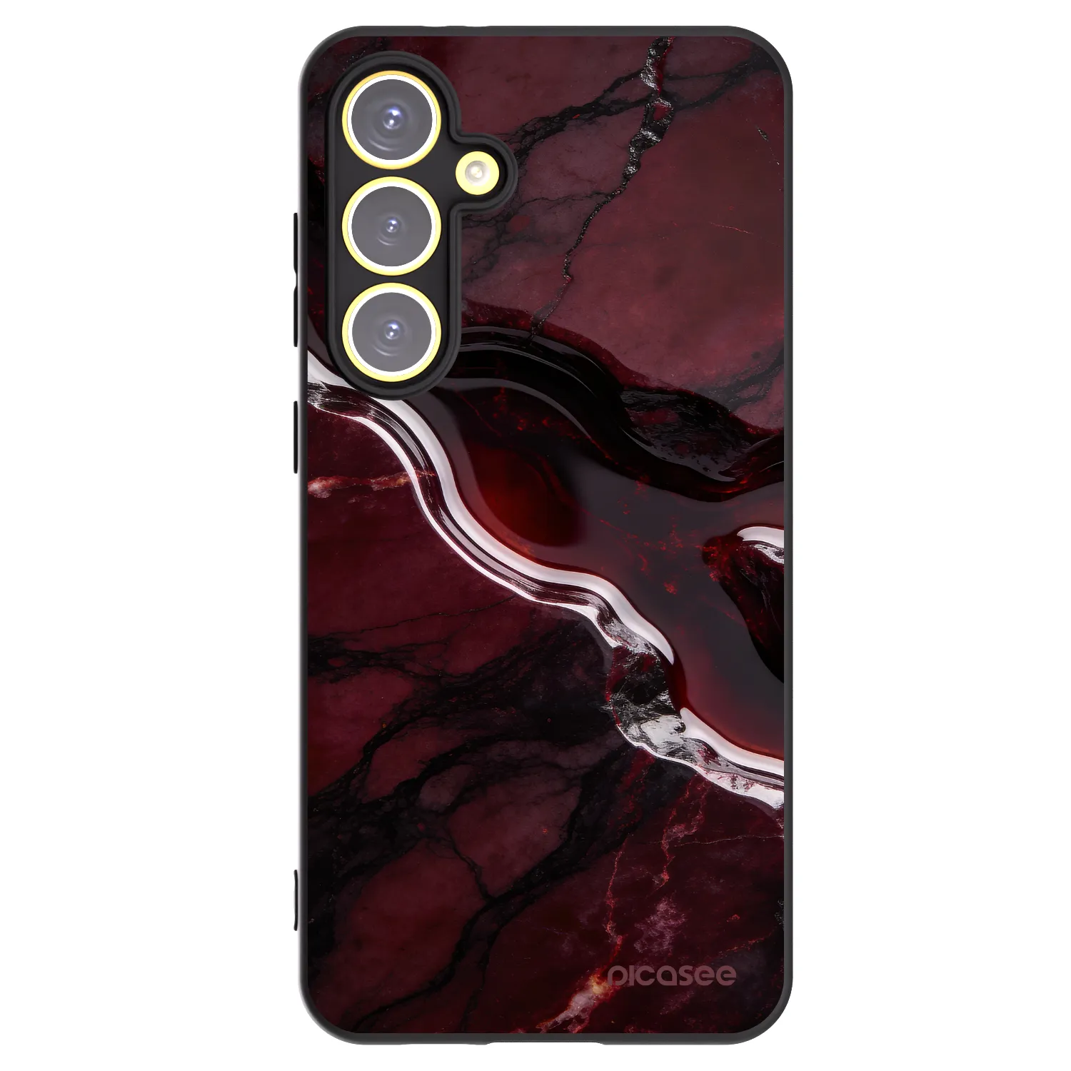 Picasee Μαύρη θήκη σιλικόνης για Samsung Galaxy S24 FE S721B - Cherry stone