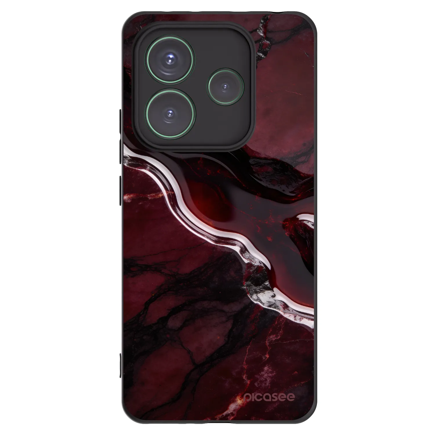 Picasee Μαύρη θήκη σιλικόνης για Xiaomi Redmi Note 14 5G - Cherry stone