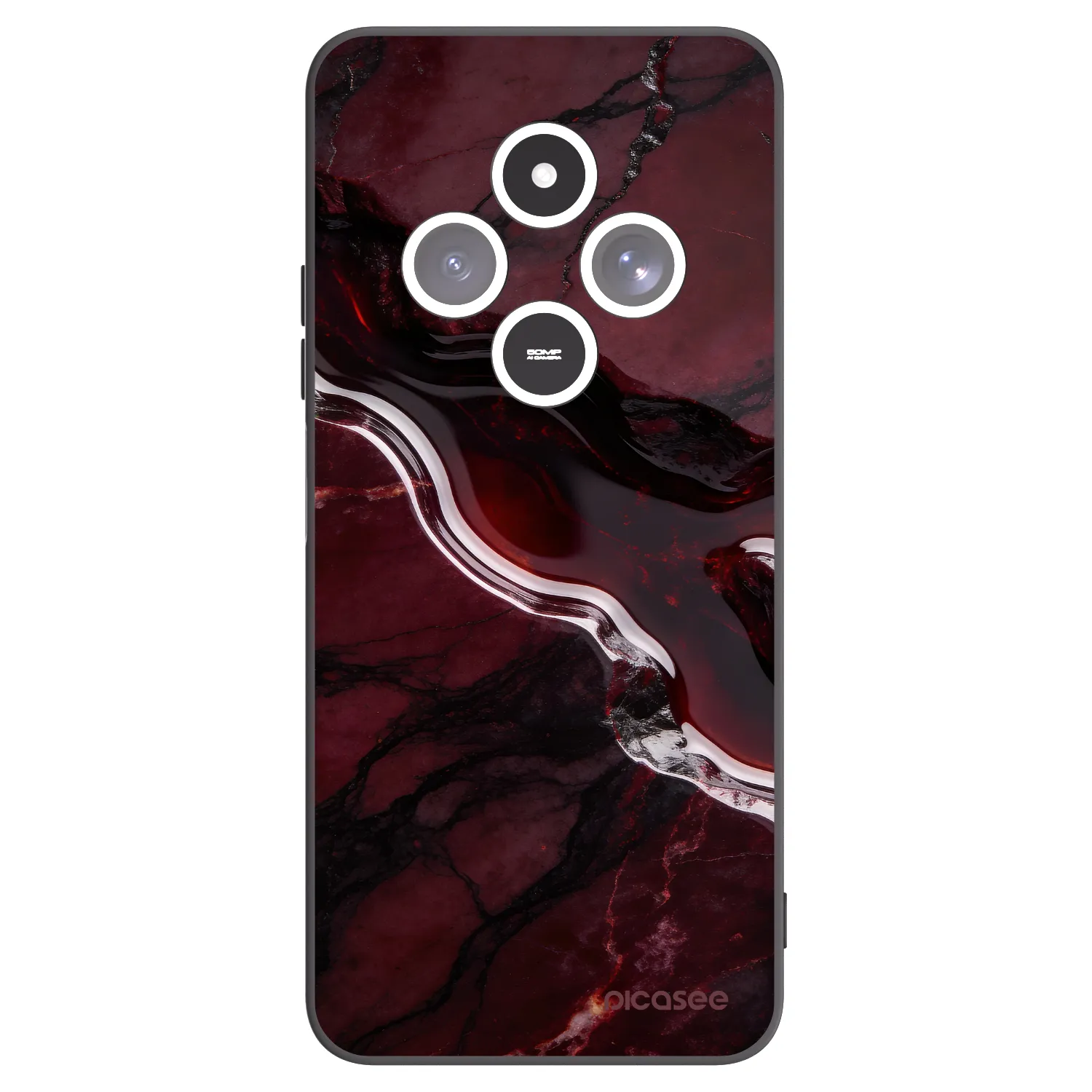 Picasee Μαύρη θήκη σιλικόνης για Xiaomi Redmi 14C - Cherry stone