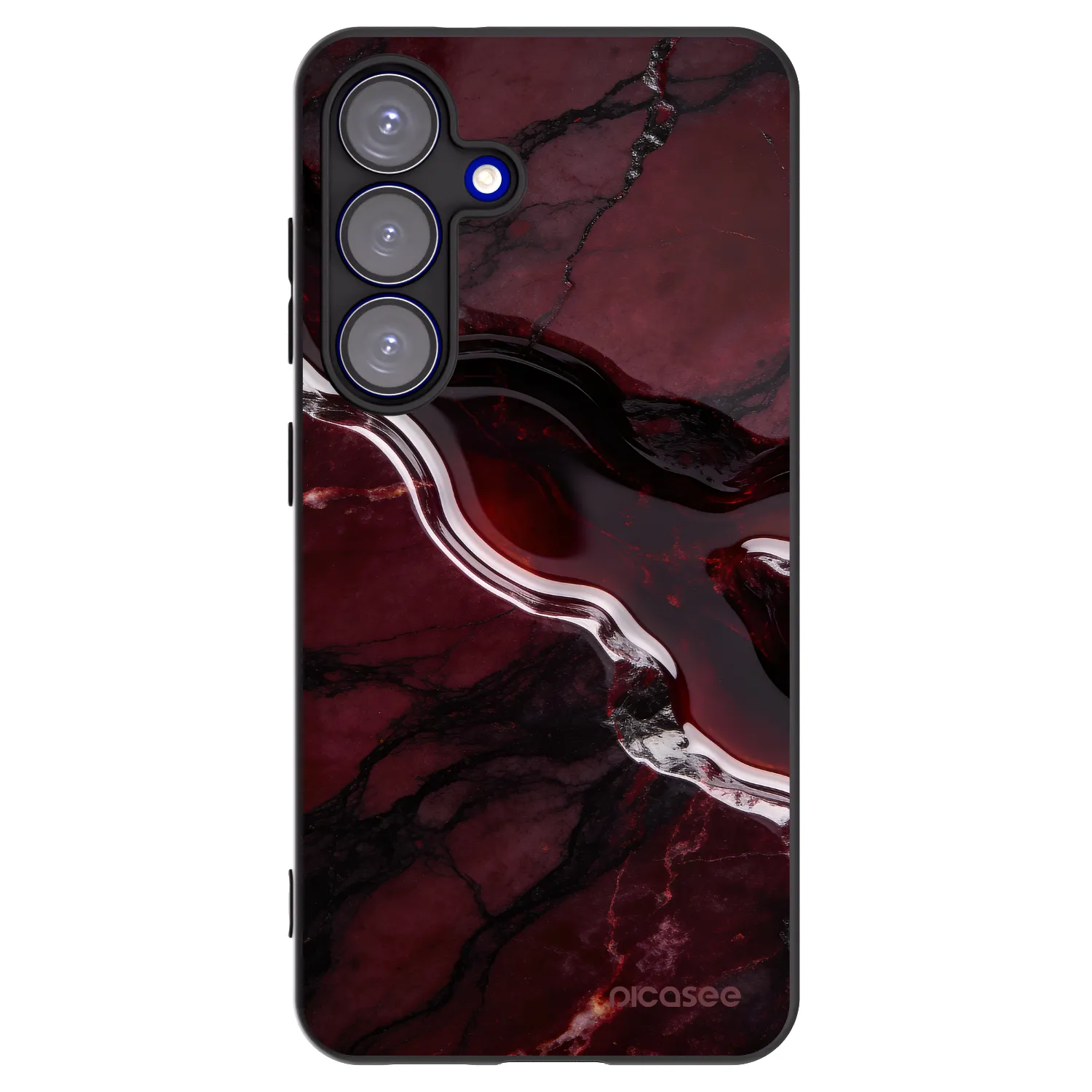 Picasee Μαύρη θήκη σιλικόνης για Samsung Galaxy S25 5G - Cherry stone