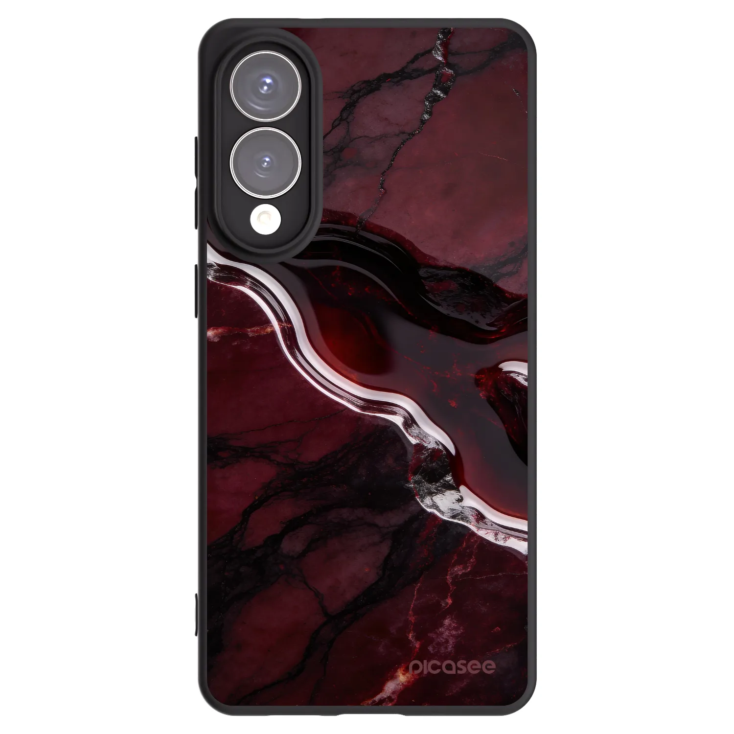 Picasee Μαύρη θήκη σιλικόνης για Samsung Galaxy S25 Edge 5G - Cherry stone