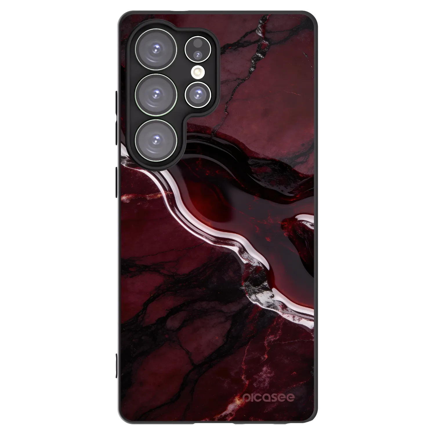Picasee Μαύρη θήκη σιλικόνης για Samsung Galaxy S25 Ultra 5G - Cherry stone