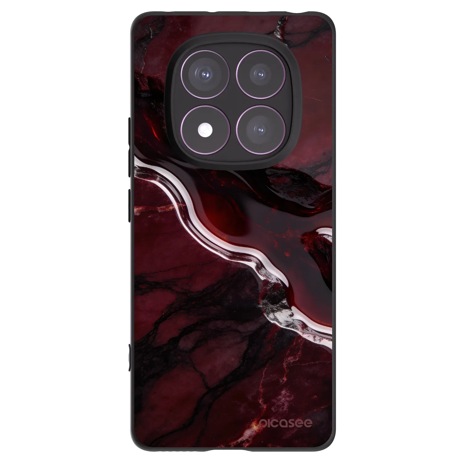 Picasee Μαύρη θήκη σιλικόνης για Xiaomi Redmi Note 14 Pro 4G - Cherry stone