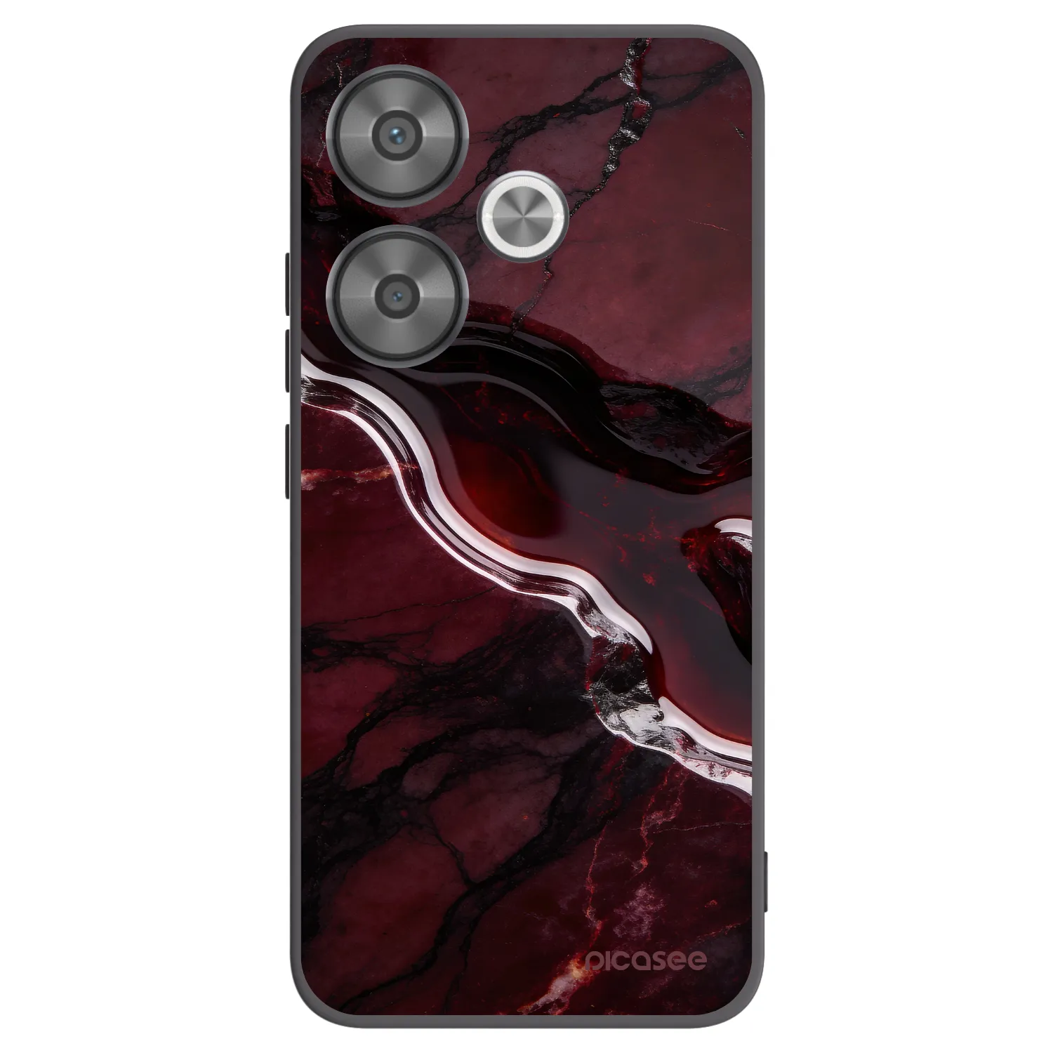 Picasee Μαύρη θήκη σιλικόνης για Xiaomi Poco F6 - Cherry stone