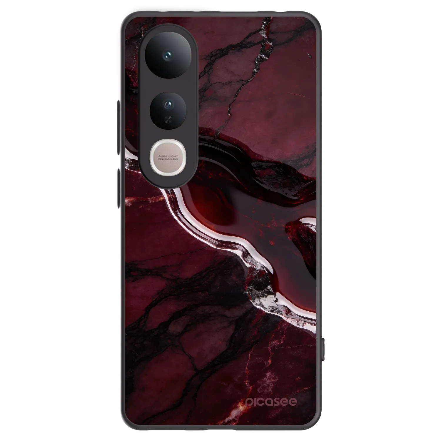 Picasee Μαύρη θήκη σιλικόνης για Vivo V50 Lite 5G - Cherry stone