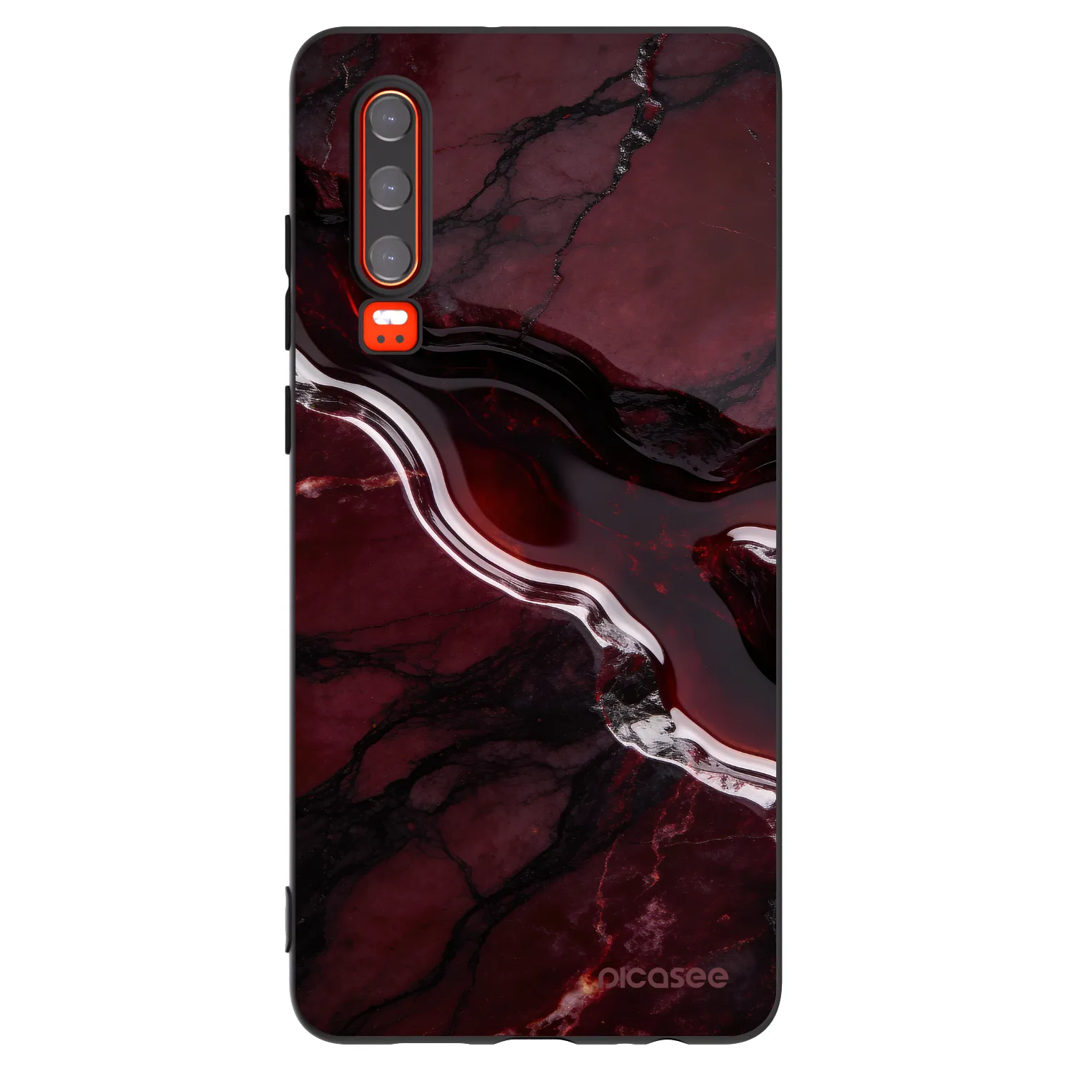 Picasee Μαύρη θήκη σιλικόνης για Huawei P30 - Cherry stone