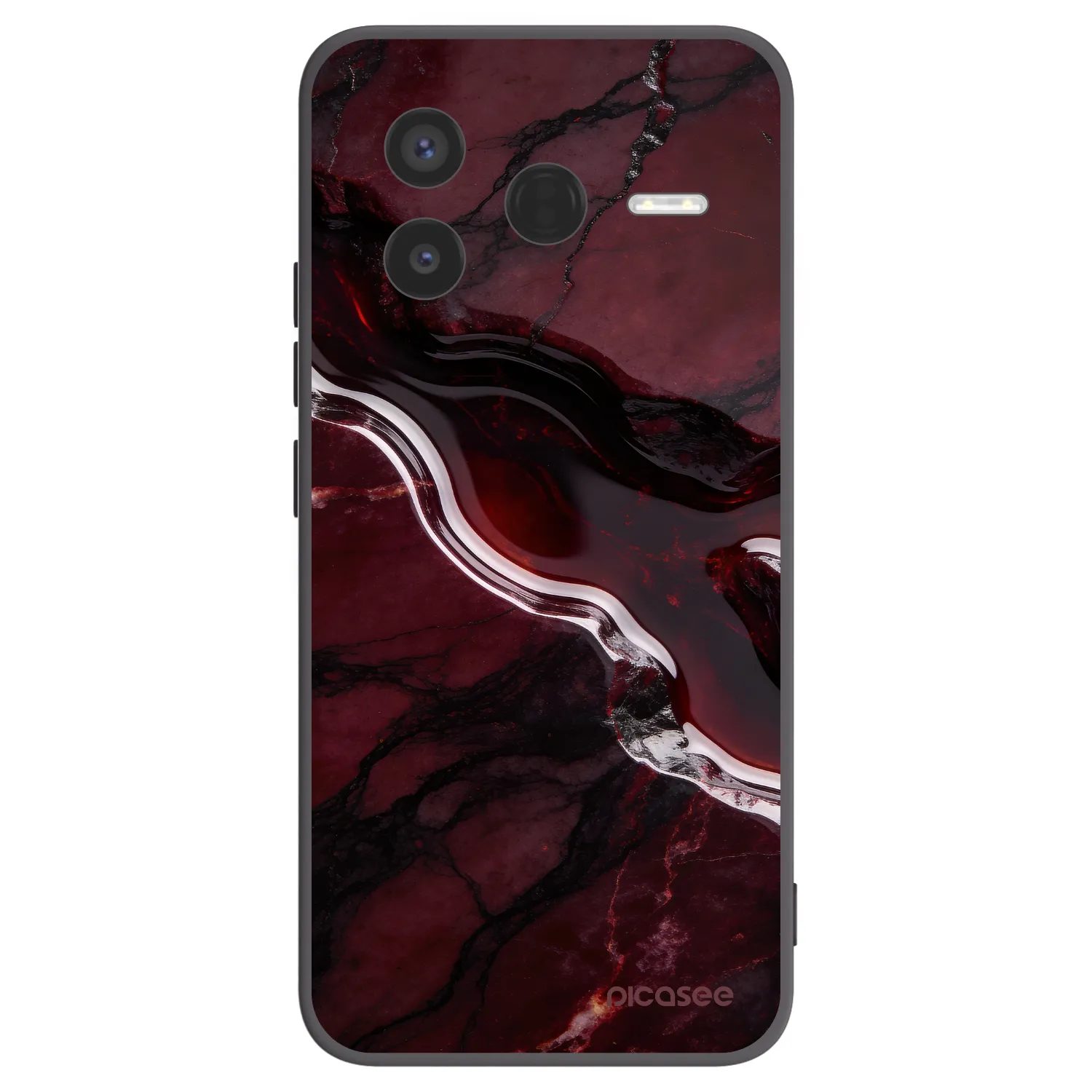 Picasee Μαύρη θήκη σιλικόνης για Xiaomi Poco F7 Pro 5G - Cherry stone