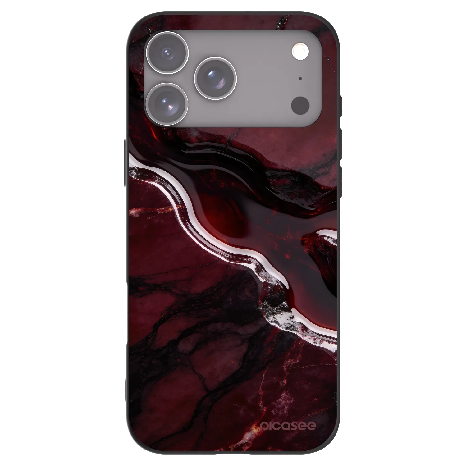 Picasee Μαύρη θήκη σιλικόνης για Apple iPhone 17 Pro Max - Cherry stone