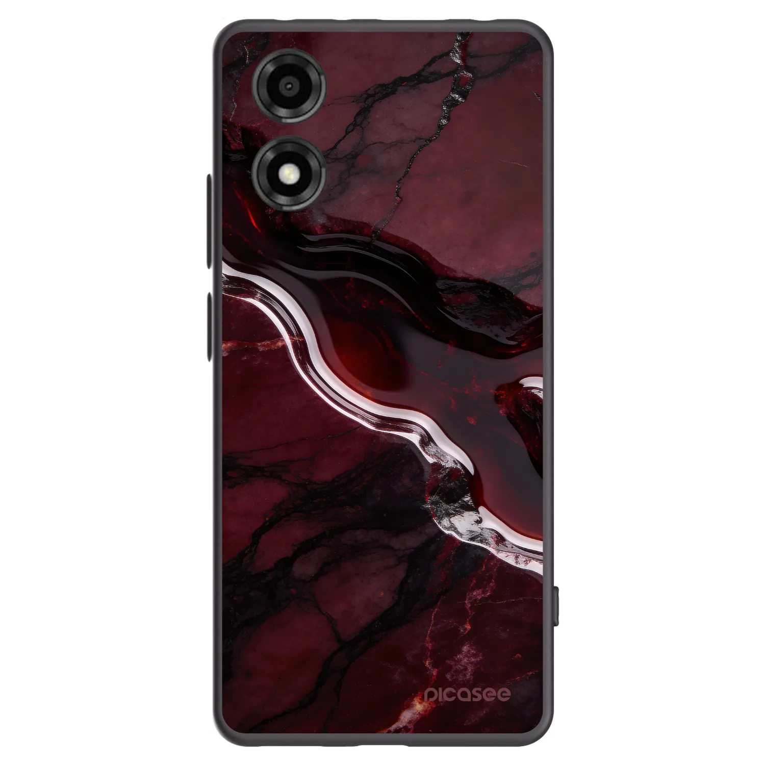 Picasee Μαύρη θήκη σιλικόνης για Motorola Moto E14 - Cherry stone