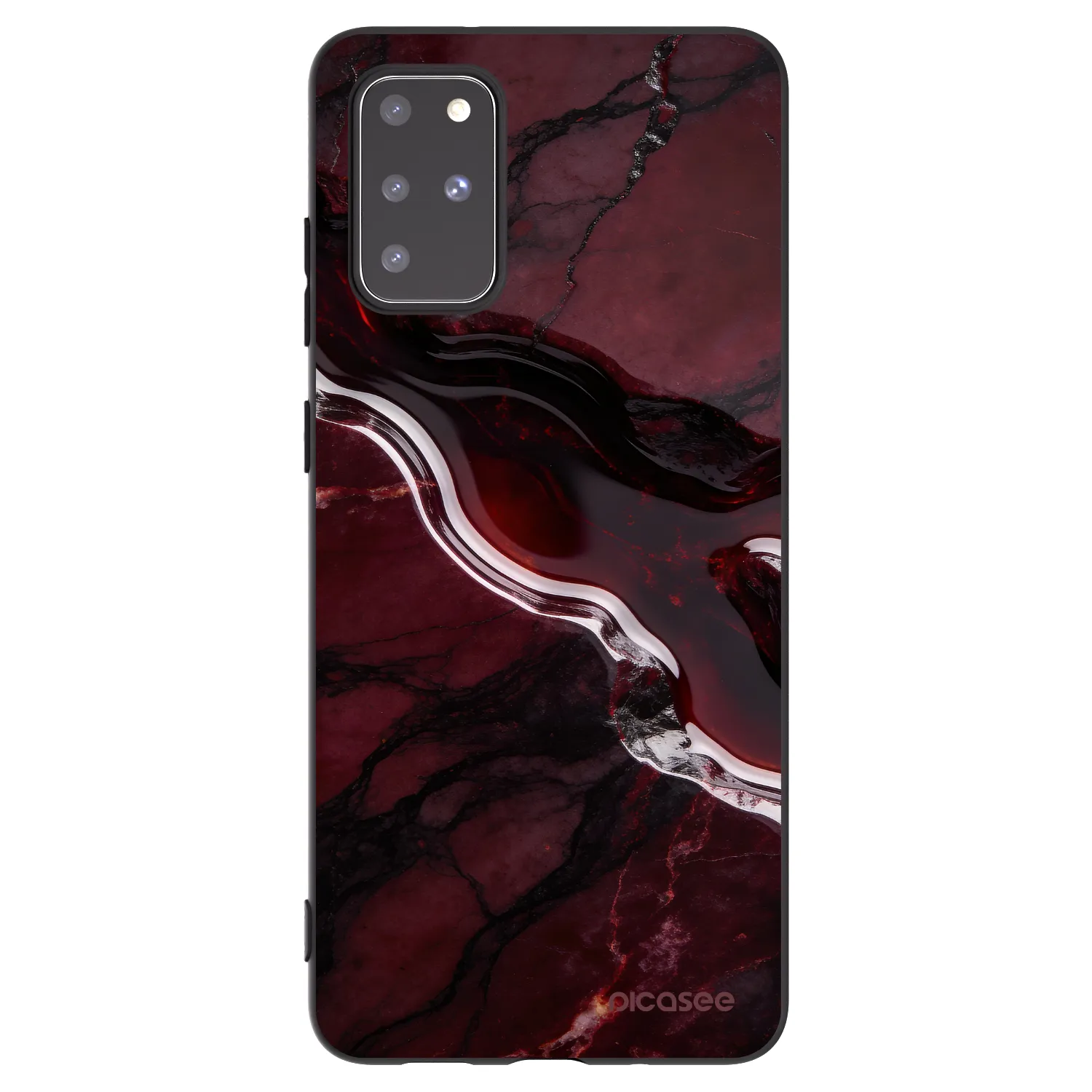 Picasee Μαύρη θήκη σιλικόνης για Samsung Galaxy S20+ G985F - Cherry stone