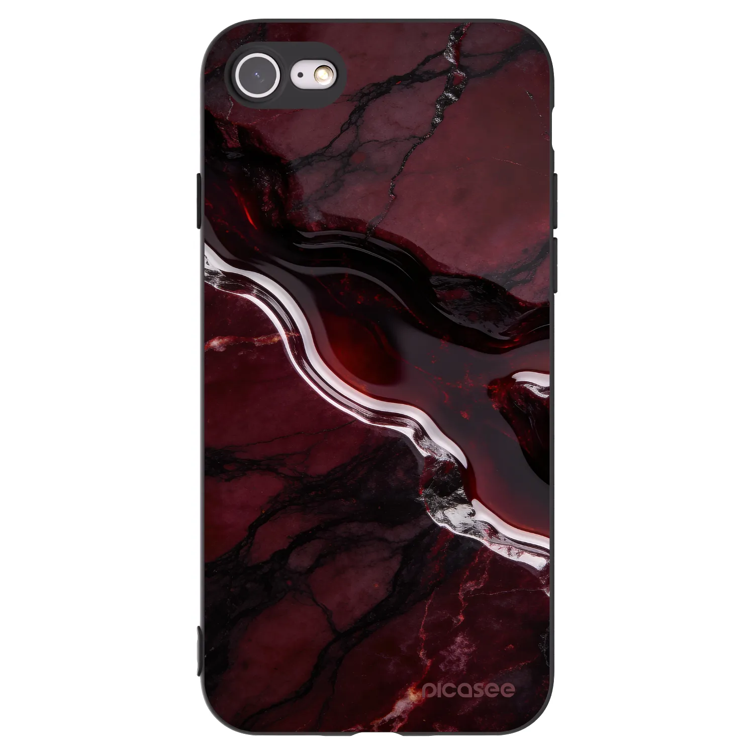 Picasee Μαύρη θήκη σιλικόνης για Apple iPhone SE 2020 - Cherry stone