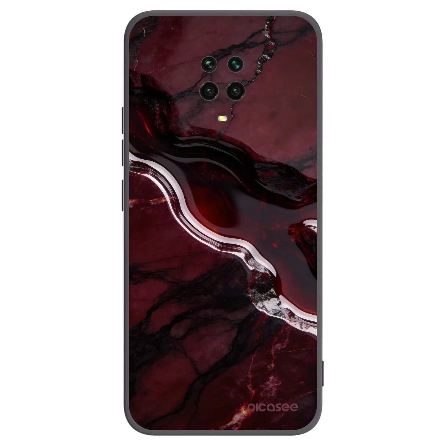 Picasee Μαύρη θήκη σιλικόνης για Xiaomi Redmi Note 9 Pro - Cherry stone