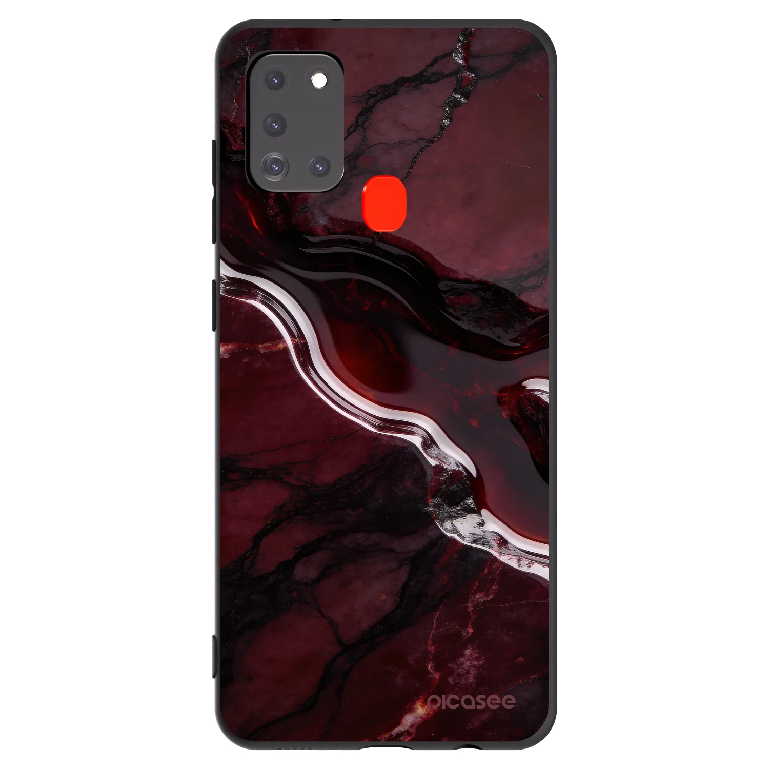 Picasee Μαύρη θήκη σιλικόνης για Samsung Galaxy A21s - Cherry stone