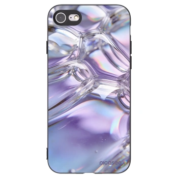 Picasee Μαύρη θήκη σιλικόνης για Apple iPhone SE 2022 - Iridescent bubbles