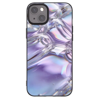 Picasee Μαύρη θήκη σιλικόνης για Apple iPhone 15 Plus - Iridescent bubbles